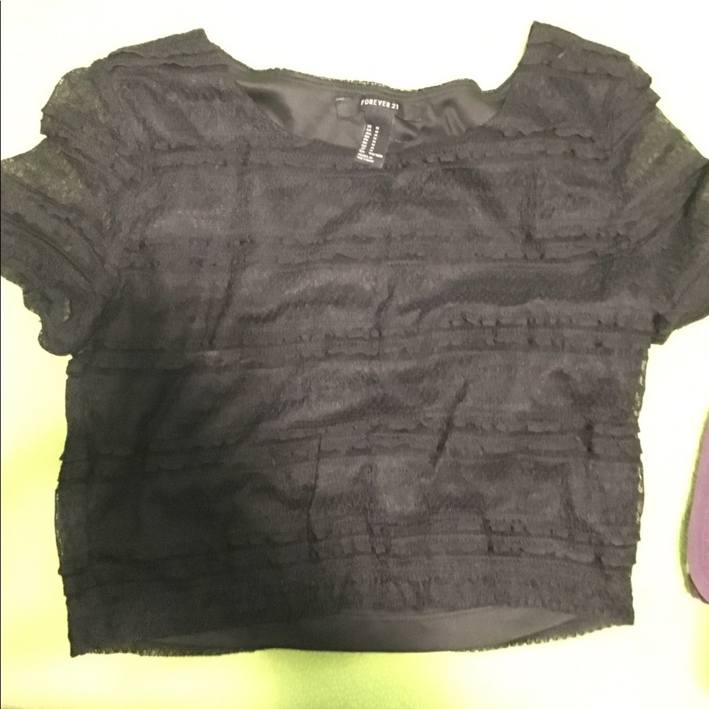 Black ruffle crop top